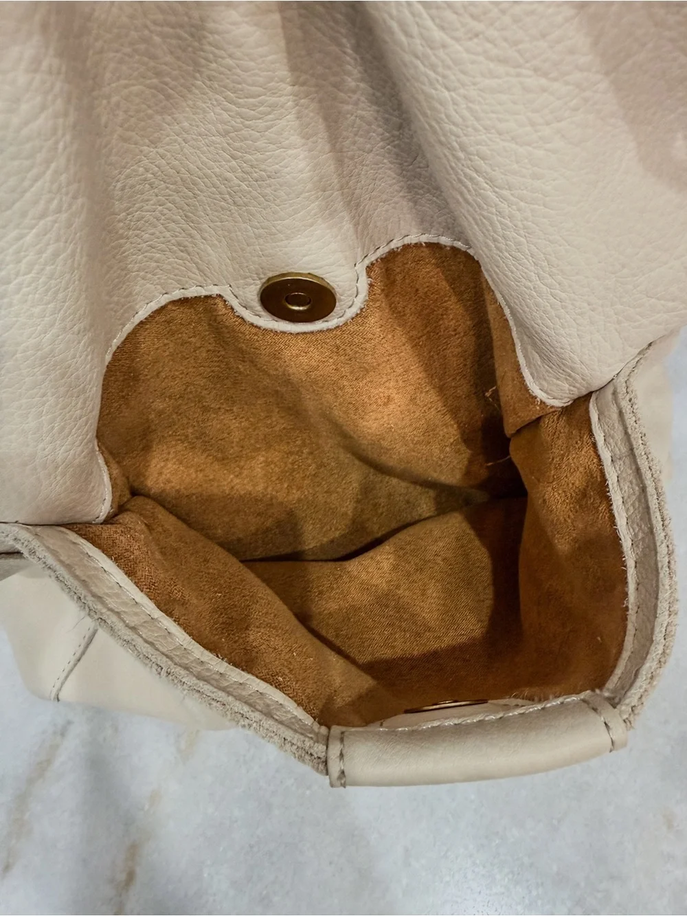 American Leather Co Austin Triple Entry Pebbled Leather Bucket Bag
